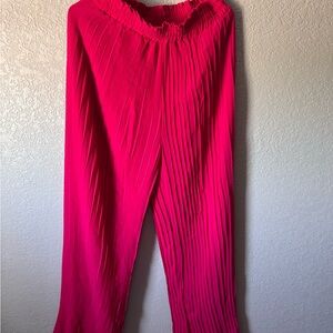 Japna flare hot pink pleated casual lightweight pants festival boho sz L y2k